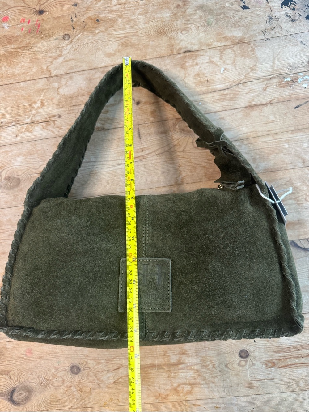 Haute Hippie Olive Green Braided Suede Shoulder Bag - Picture 9 of 16